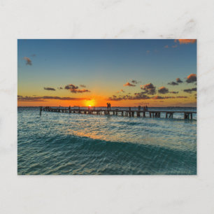 Vintage schöne Insel-Strand-Sonnenuntergangspostka Feiertagspostkarte