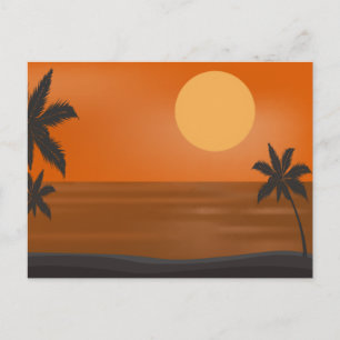 Vintage schöne Insel-Strand-Sonnenuntergangspostka Feiertagspostkarte