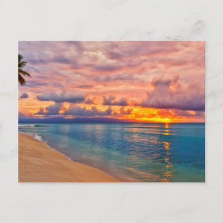Vintage schöne Insel-Strand-Sonnenuntergangspostka Feiertagspostkarte