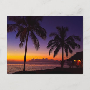 Vintage schöne Insel-Strand-Sonnenuntergangspostka Feiertagspostkarte