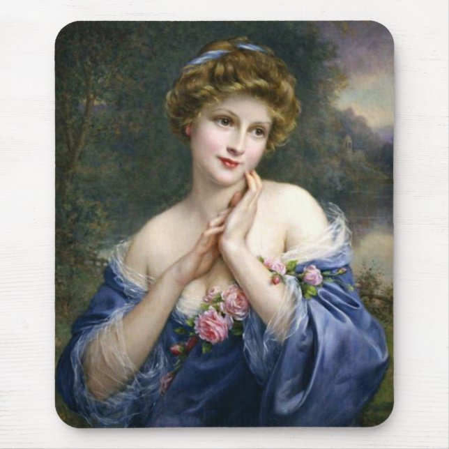 Vintage schöne Lady in blau Mousepad (Vorne)
