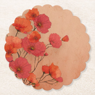 Vintage schöne rote Mohnblumen Untersetzer