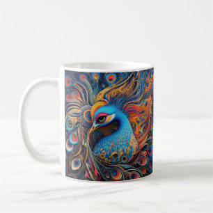 Vintage Schöner Pfau Art Nouveau Kaffeetasse