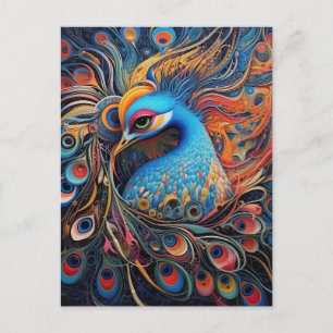 Vintage Schöner Pfau Art Nouveau Postkarte