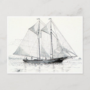 Vintage-Schoner-Segelschiff Postkarte