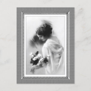 Vintage Schönheit - Bouquet - in Schwarz und Weiß Postkarte