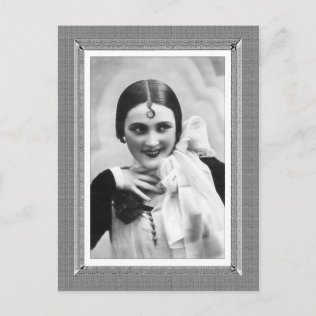 Vintage Schönheit - Kokett - in Schwarz/Weiß Postkarte (Vorderseite)