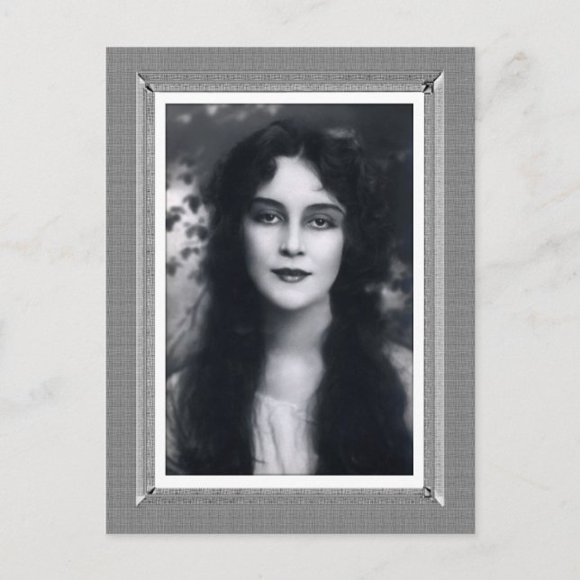 Vintage Schönheit - Mystery Woman - schwarz-weiß Postkarte (Vorderseite)