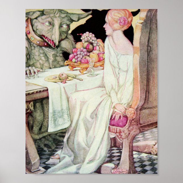 Vintage Schönheit und die BestienIllustration Poster (Vorne)