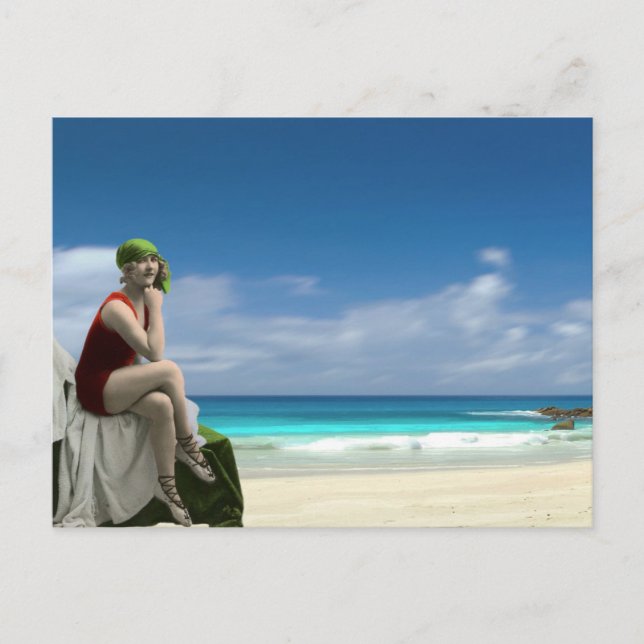Vintage Schönheit und Strand Postkarte (Vorderseite)