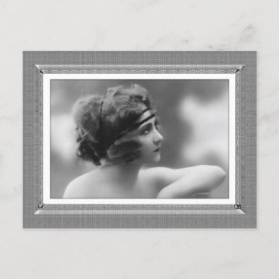 Vintage Schönheit - ungeduldig - schwarz und weiß Postkarte
