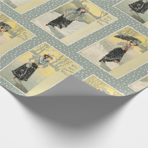 Vintage-Schönheiten im Schnee und Weihnachtswünsch Geschenkpapier