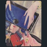 Vintage Schönheits-und Mode-Zusätze iPad Hülle<br><div class="desc">Diese vibrierende,  Vintage Illustration kommt von einer Zeitschrift der Mode 1933. Das Bild zeigt den Inhalt eines Geldbeutels der jungen Frau,  einschließlich Schlüssel,  Make-up,  einen Spiegel und mehr.</div>