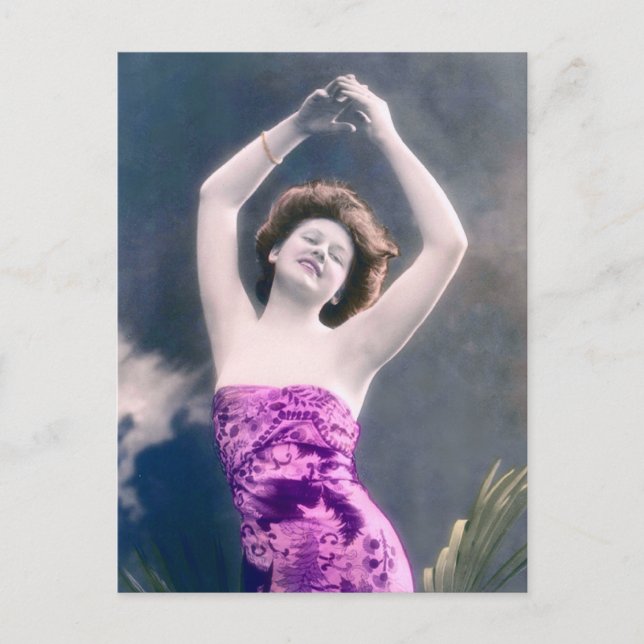 Vintage Schönheitshand über Kopftanz Postkarte (Vorderseite)