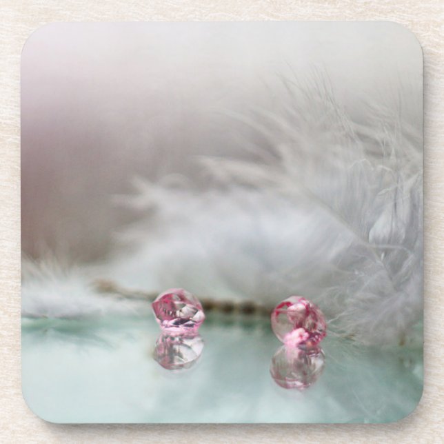 Vintage Schönheitskrug Button Juwel Feder aquamari Getränkeuntersetzer (Vorderseite)