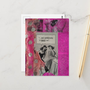 Vintage-Schönheitswerbung auf rosa Mixed-Media-Col Postkarte