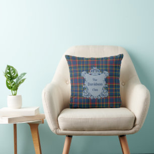 Vintage-Schottisch-Tartan-Karodecke mit Wappen Kissen