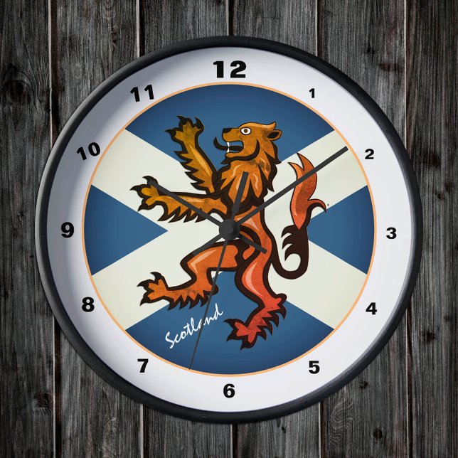 Vintage schottische Flagge, Rampant, schottisches  Runde Wanduhr (Von Creator hochgeladen)