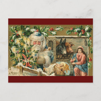 Vintage schottische Santa-Nativität Postkarte
