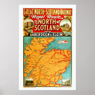 Vintage-Schottischer-Bahn-Druck Poster