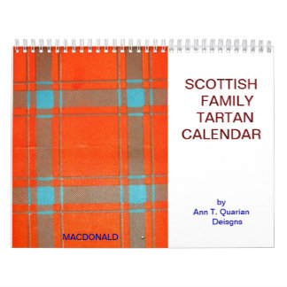 VINTAGE SCHOTTISCHER FAMILIEN-TARTAN-KALENDER KALENDER