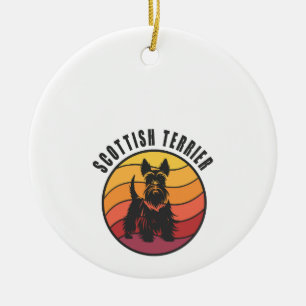 Vintage Schottischer Terrier Sonnenuntergang Keramik Ornament