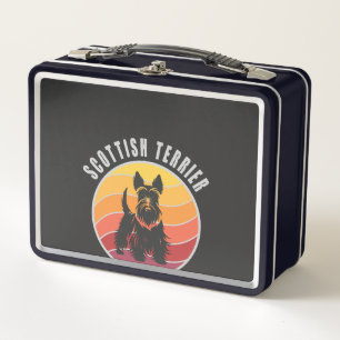 Vintage Schottischer Terrier Sonnenuntergang Metall Brotdose