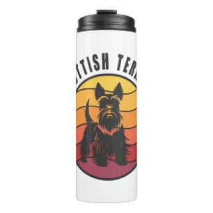 Vintage Schottischer Terrier Sonnenuntergang Thermosbecher