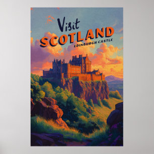 Vintage Schottland Edinburgh Castle Poster
