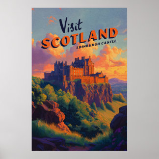 Vintage Schottland Edinburgh Castle Poster
