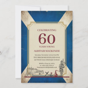 Vintage Schottlandflagge Saltire 60. Geburtstag Einladung