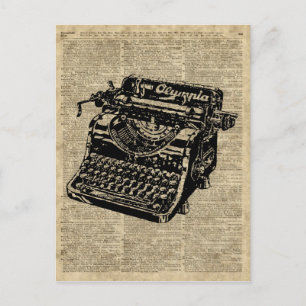 Vintage Schreibmaschine auf Wörterbuchseite Postkarte