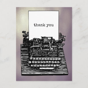 Vintage-Schreibmaschine Danke-Postkarte Postkarte