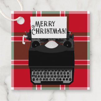 Vintage Schreibmaschine Frohe Weihnachtsgeschenke Geschenkanhänger