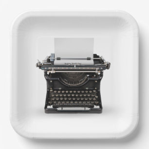 Vintage Schreibmaschine Happy Birthday Pappteller