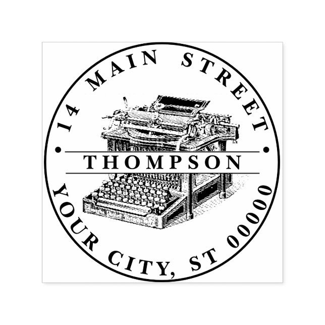 Vintage Schreibmaschine Lithograph Permastempel (Design)