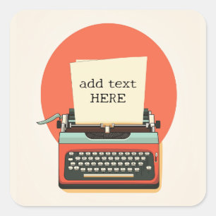 Vintage Schreibmaschine Quadratischer Aufkleber
