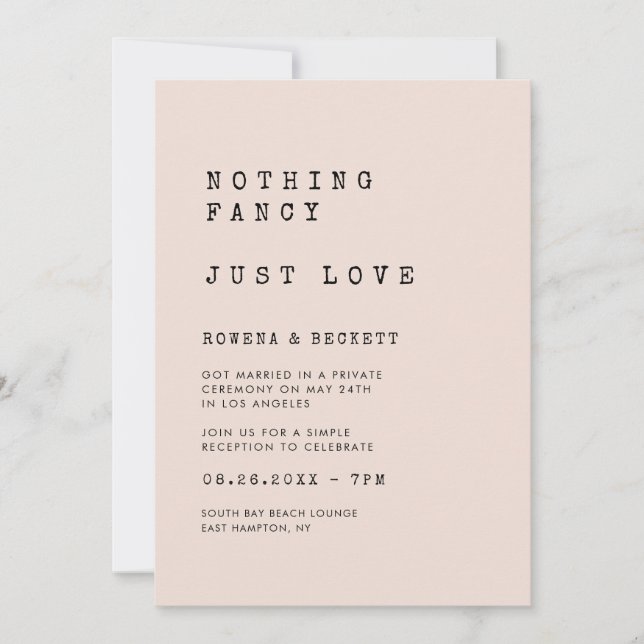 Vintage Schreibmaschine Rosa Nichts extravagant Nu Einladung (Vorderseite)