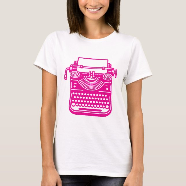 Vintage Schreibmaschine - Rosa T-Shirt (Vorderseite)