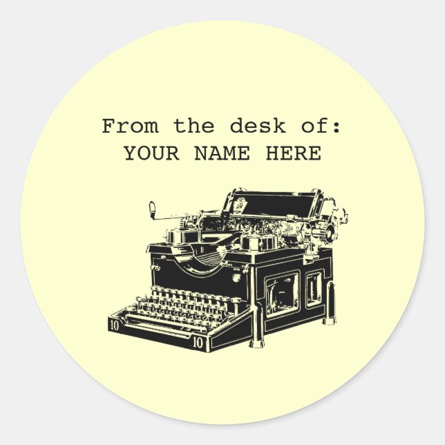 Vintage Schreibmaschine Runder Aufkleber (Vorderseite)