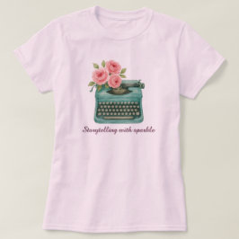 Vintage Schreibmaschine Storywriting Writer Pink T-Shirt