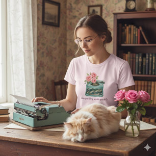 Vintage Schreibmaschine Storywriting Writer Pink T-Shirt