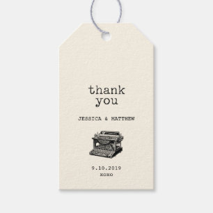 Vintage Schreibmaschine und Text Vielen Dank Geschenkanhänger