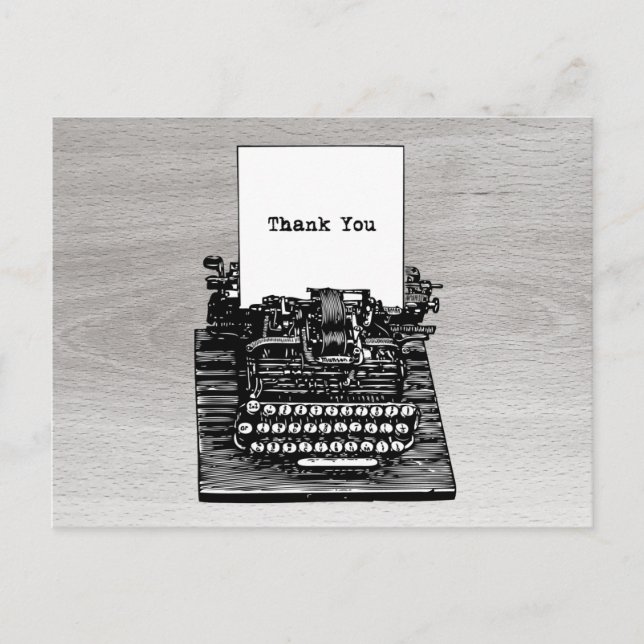 Vintage Schreibmaschine Vielen Dank Postcard Postkarte (Vorderseite)