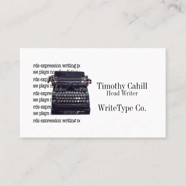 Vintage Schreibmaschine Visitenkarte (Vorderseite)