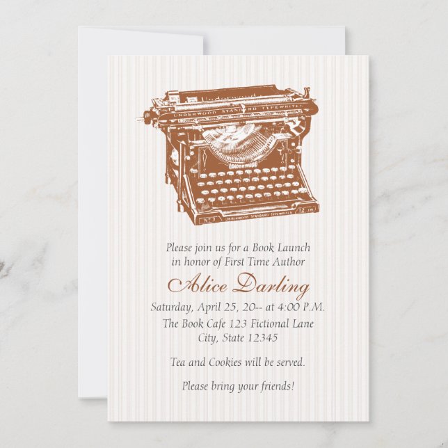 Vintage Schreibmaschinen-Einladung Einladung (Vorderseite)