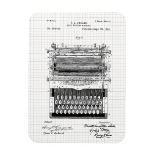 Vintage Schreibmaschinenpatent Illustration Magnet