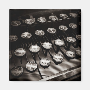 Vintage Schreibmaschinentasten in Schwarz und Weiß Magnet