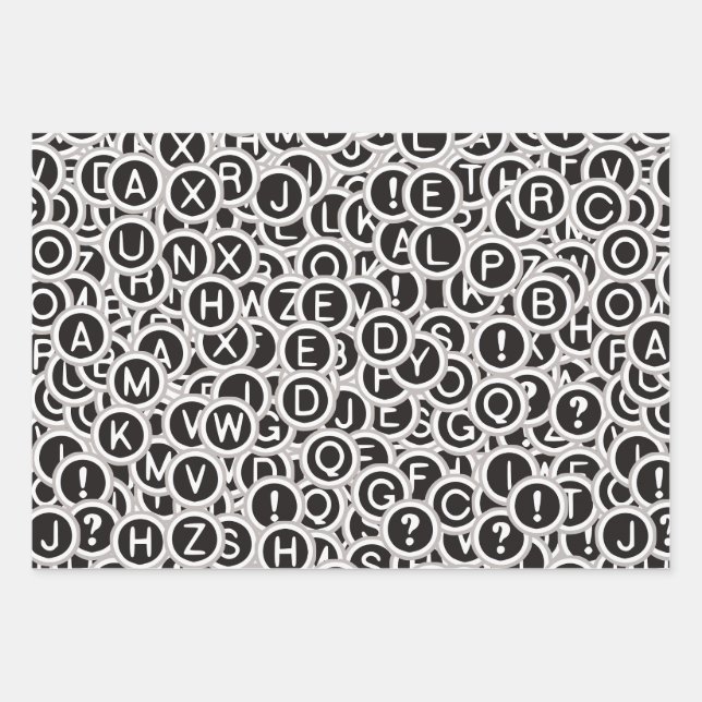 Vintage Schreibmaschinentasten Wrapping Paper Geschenkpapier Set (Vorderseite)
