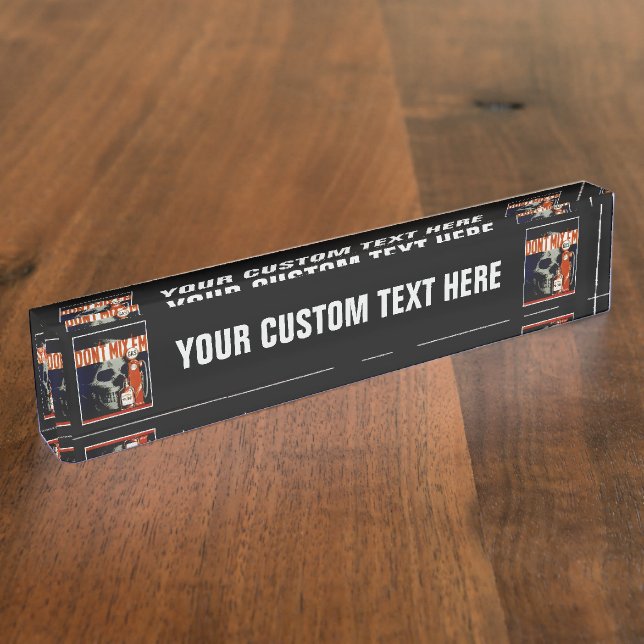 Vintage Schreibtischplatte "Don't Mix ‘Em’" Namensplakette (Seite)